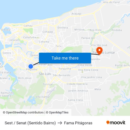 Sest / Senat (Sentido Bairro) to Fama Pitágoras map