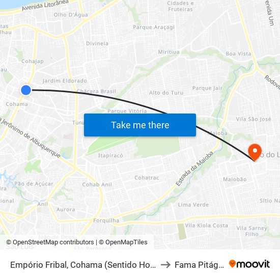 Empório Fribal, Cohama (Sentido Holandeses) to Fama Pitágoras map