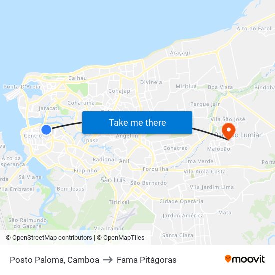 Posto Paloma, Camboa to Fama Pitágoras map