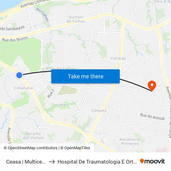 Ceasa | Multicenter Sebrae to Hospital De Traumatologia E Ortopedia Do Maranhão map