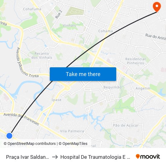 Praça Ivar Saldanha, João Paulo to Hospital De Traumatologia E Ortopedia Do Maranhão map