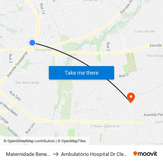 Maternidade Benedito Leite to Ambulatório Hospital Dr Clementino Moura map