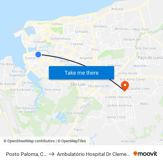 Posto Paloma, Camboa to Ambulatório Hospital Dr Clementino Moura map