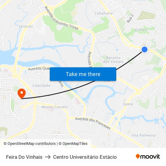 Feira Do Vinhais to Centro Universitário Estácio map