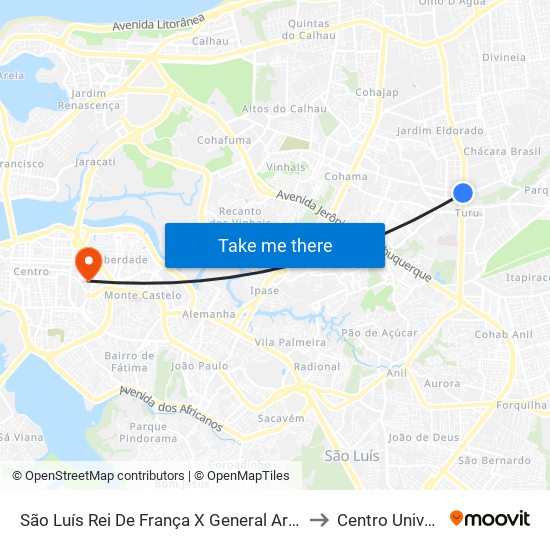 São Luís Rei De França X General Arthur Carvalho X Aririzal (Sentido Centro) to Centro Universitário Estácio map