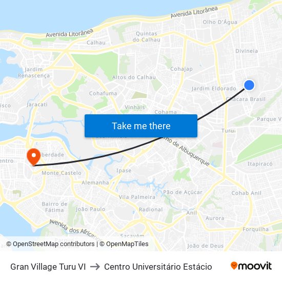 Gran Village Turu VI to Centro Universitário Estácio map