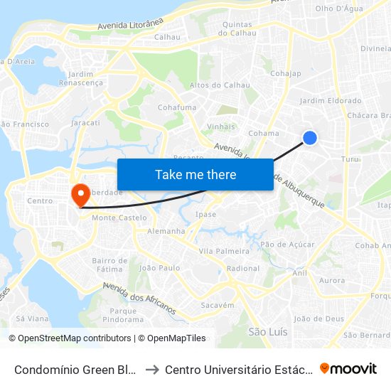 Condomínio Green Blue to Centro Universitário Estácio map