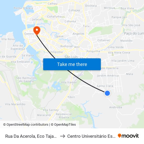 Rua Da Acerola, Eco Tajaçuaba to Centro Universitário Estácio map