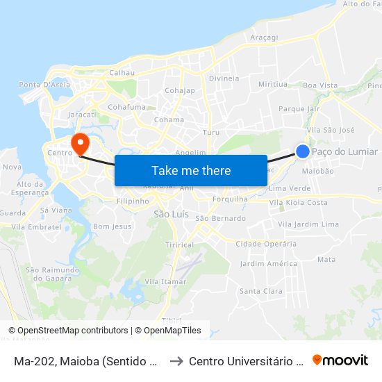 Ma-202, Maioba (Sentido Beira Rio) to Centro Universitário Estácio map