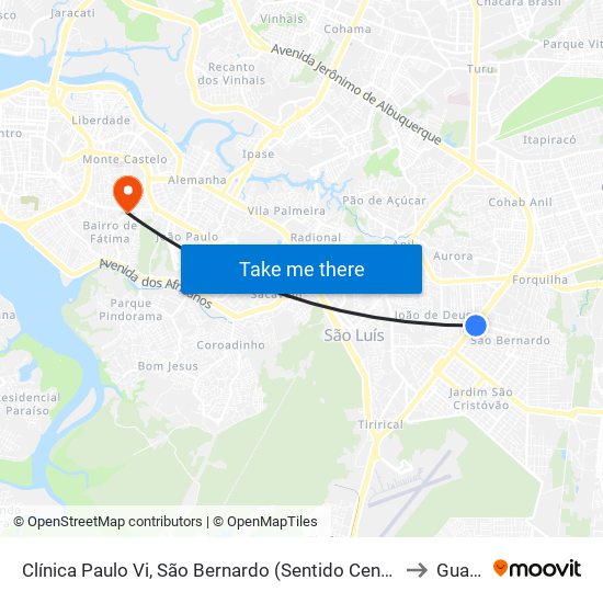 Clínica Paulo Vi, São Bernardo (Sentido Centro) to Guará map