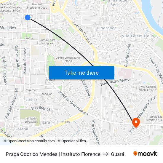 Praça Odorico Mendes | Instituto Florence to Guará map