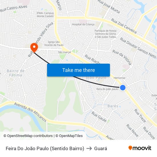 Feira Do João Paulo (Sentido Bairro) to Guará map