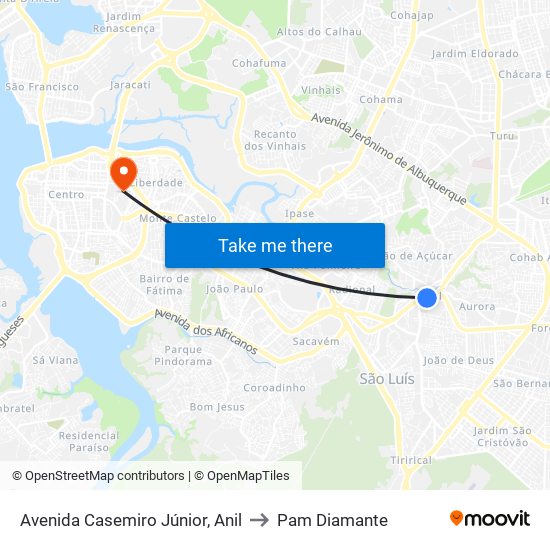 Avenida Casemiro Júnior, Anil to Pam Diamante map