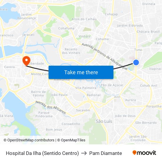 Hospital Da Ilha (Sentido Centro) to Pam Diamante map