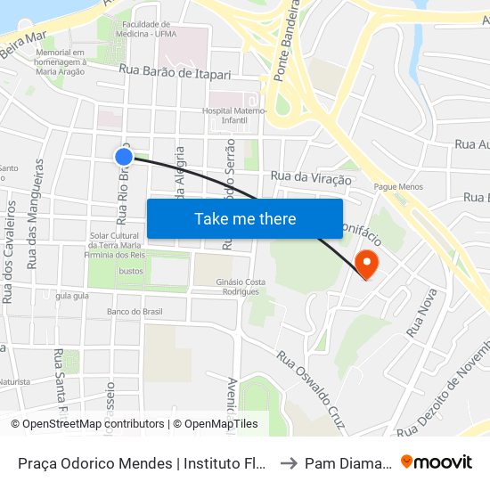 Praça Odorico Mendes | Instituto Florence to Pam Diamante map