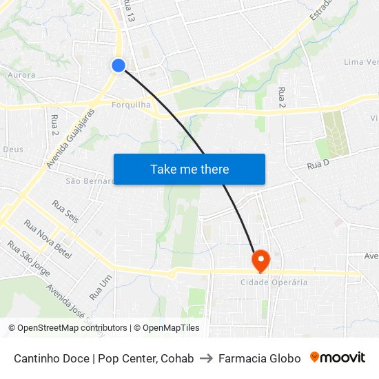 Cantinho Doce | Pop Center, Cohab to Farmacia Globo map