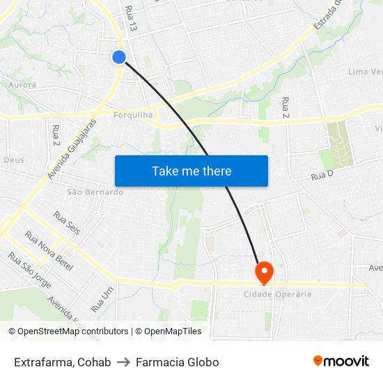 Extrafarma, Cohab to Farmacia Globo map