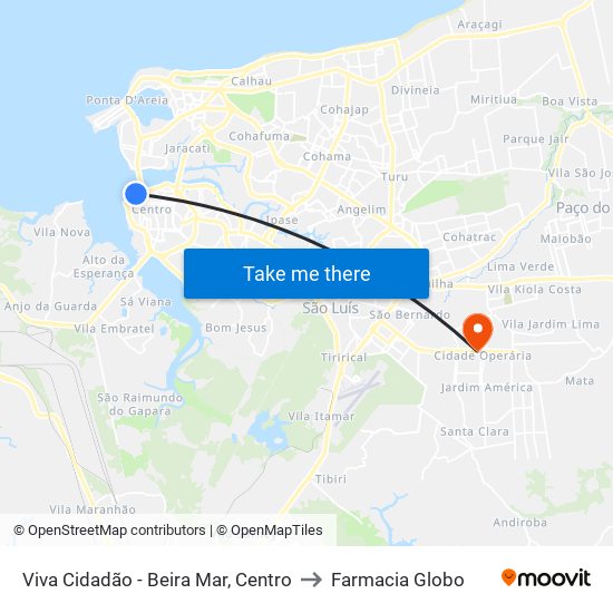 Viva Cidadão - Beira Mar, Centro to Farmacia Globo map
