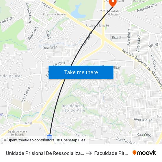 Unidade Prisional De Ressocialização Do Anil to Faculdade Pitágoras map
