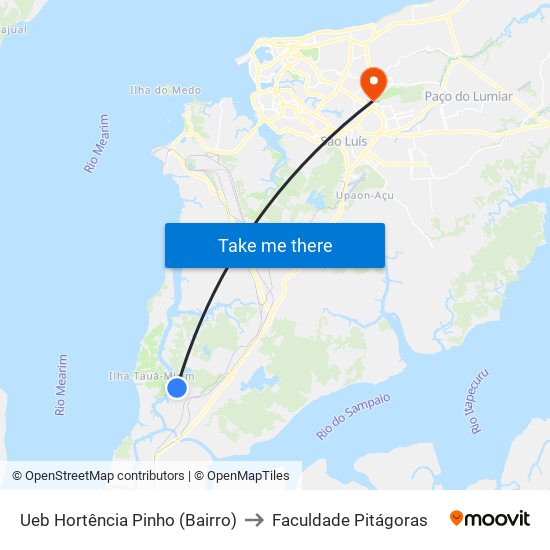 Ueb Hortência Pinho (Bairro) to Faculdade Pitágoras map