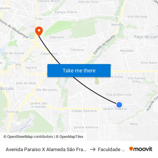 Avenida Paraíso X Alameda São Francisco (Sentido Bairro) to Faculdade Pitágoras map