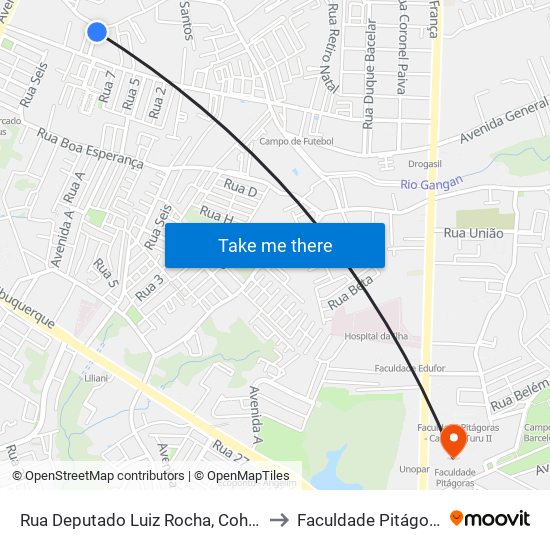 Rua Deputado Luiz Rocha, Cohama to Faculdade Pitágoras map