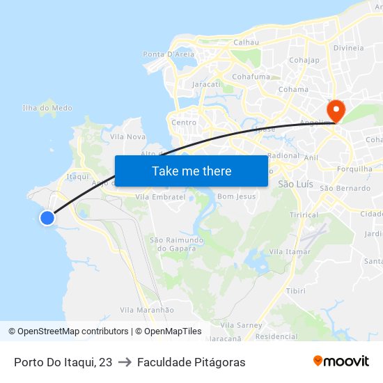 Porto Do Itaqui, 23 to Faculdade Pitágoras map