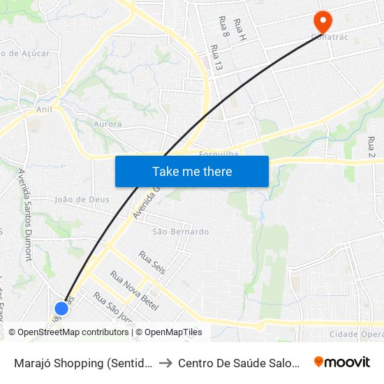 Marajó Shopping (Sentido Forquilha) to Centro De Saúde Salomão Fiquene map