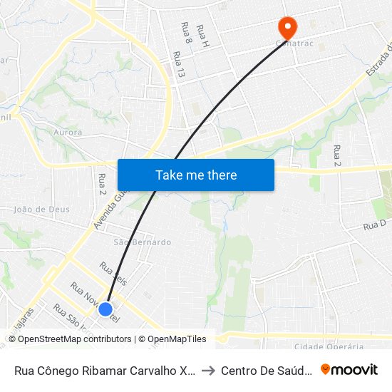 Rua Cônego Ribamar Carvalho X Rua Nova Betel (Sentido Terminal) to Centro De Saúde Salomão Fiquene map