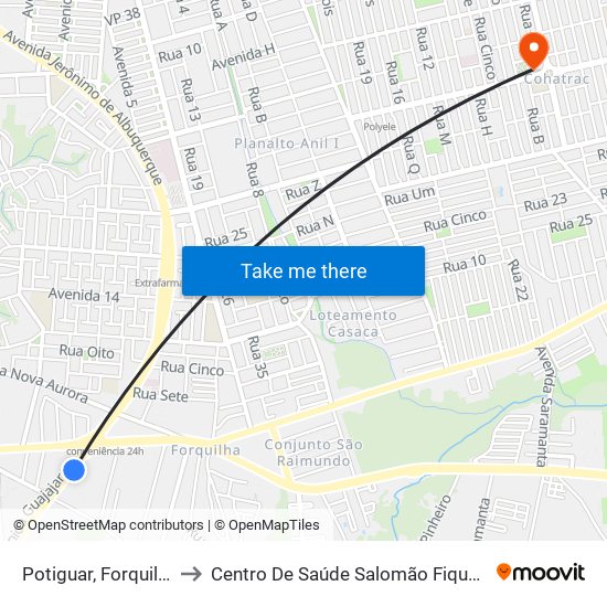 Potiguar, Forquilha to Centro De Saúde Salomão Fiquene map