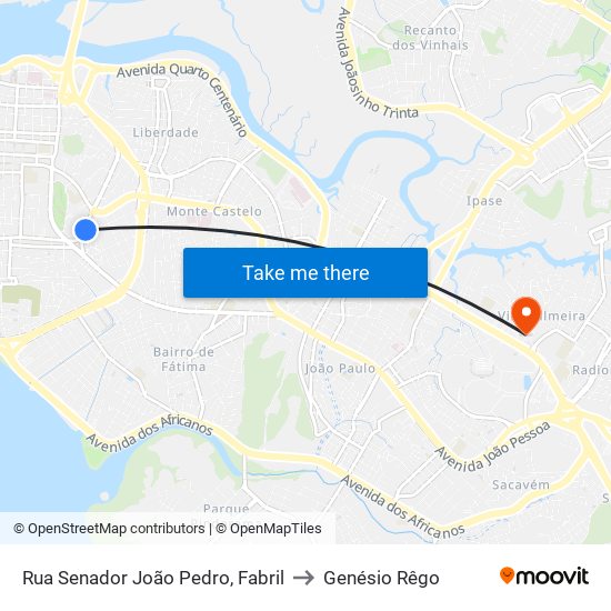 Rua Senador João Pedro, Fabril to Genésio Rêgo map