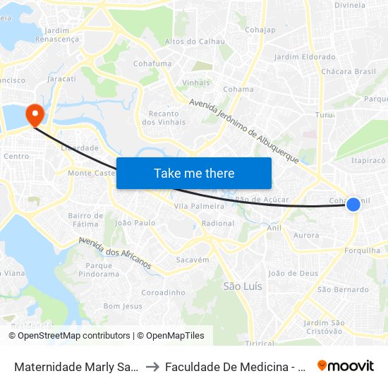 Maternidade Marly Sarney to Faculdade De Medicina - Ufma map