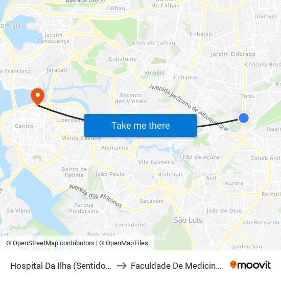 Hospital Da Ilha (Sentido Centro) to Faculdade De Medicina - Ufma map