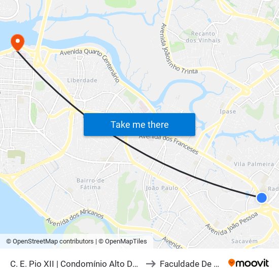 C. E. Pio XII | Condomínio Alto Dos Franceses (Sentido Centro) to Faculdade De Medicina - Ufma map