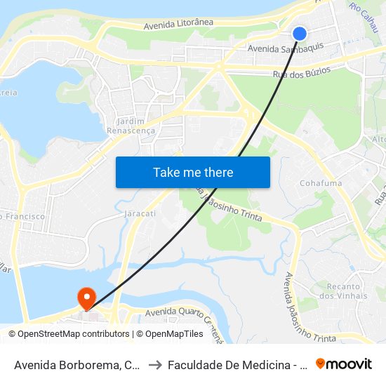 Avenida Borborema, Calhau to Faculdade De Medicina - Ufma map