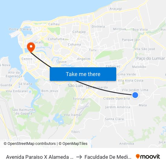 Avenida Paraíso X Alameda São Francisco to Faculdade De Medicina - Ufma map