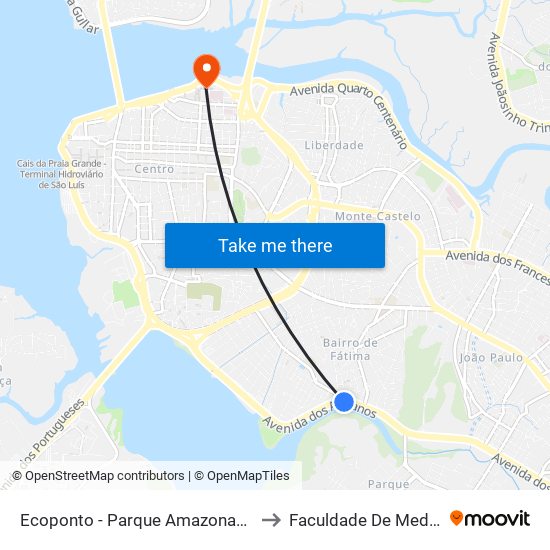 Ecoponto - Parque Amazonas (Sentido Bairro) to Faculdade De Medicina - Ufma map