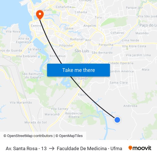 Av. Santa Rosa - 13 to Faculdade De Medicina - Ufma map