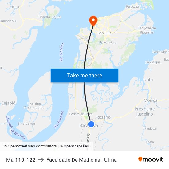 Ma-110, 122 to Faculdade De Medicina - Ufma map