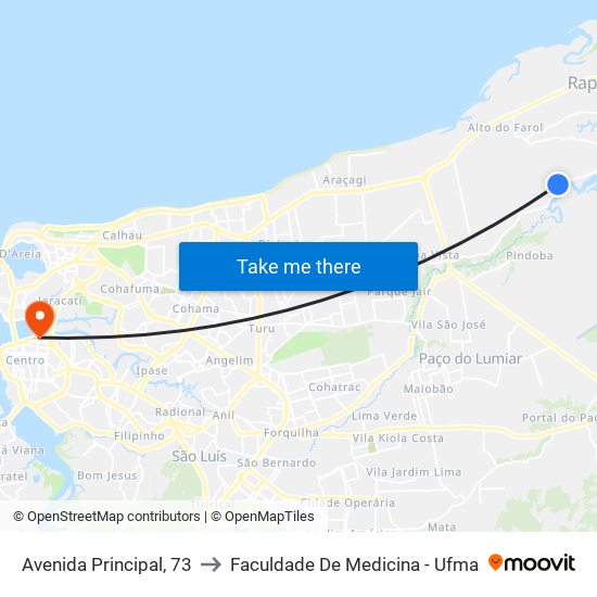 Avenida Principal, 73 to Faculdade De Medicina - Ufma map