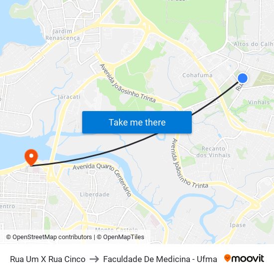 Rua Um X Rua Cinco to Faculdade De Medicina - Ufma map
