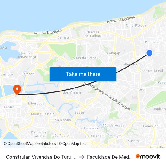 Constrular, Vivendas Do Turu (Sentido Centro) to Faculdade De Medicina - Ufma map