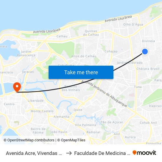 Avenida Acre, Vivendas Do Turu to Faculdade De Medicina - Ufma map