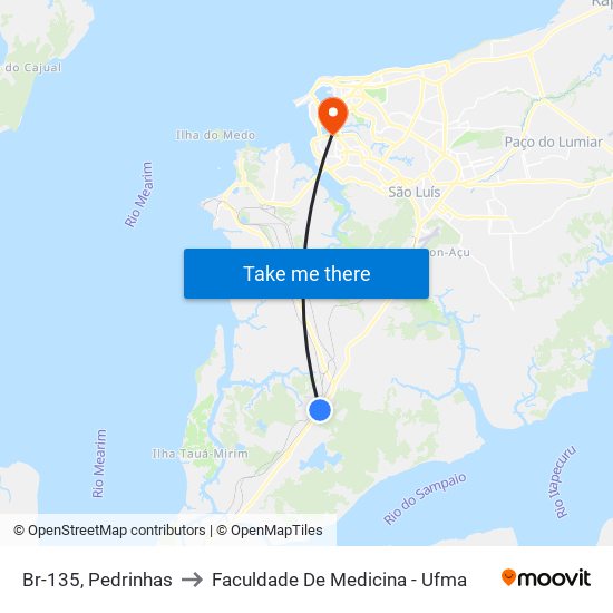 Br-135, Pedrinhas to Faculdade De Medicina - Ufma map