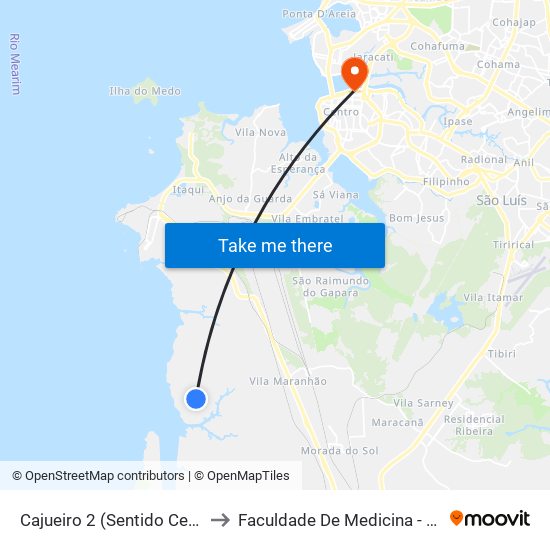 Cajueiro 2 (Sentido Centro) to Faculdade De Medicina - Ufma map