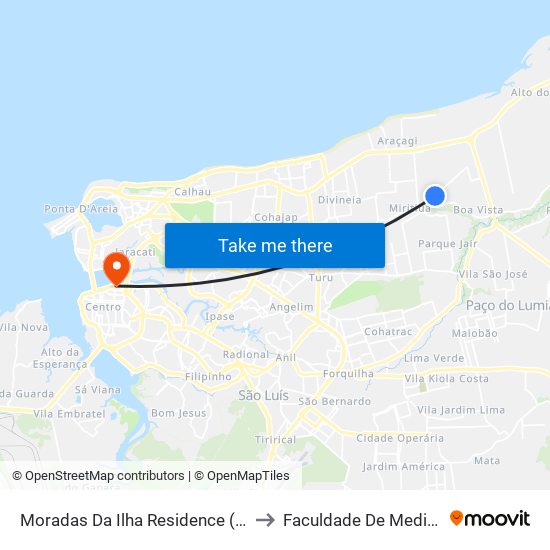 Moradas Da Ilha Residence (Sentido Bairro) to Faculdade De Medicina - Ufma map