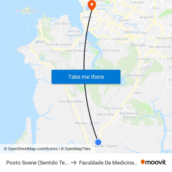 Posto Soene (Sentido Terminal) to Faculdade De Medicina - Ufma map