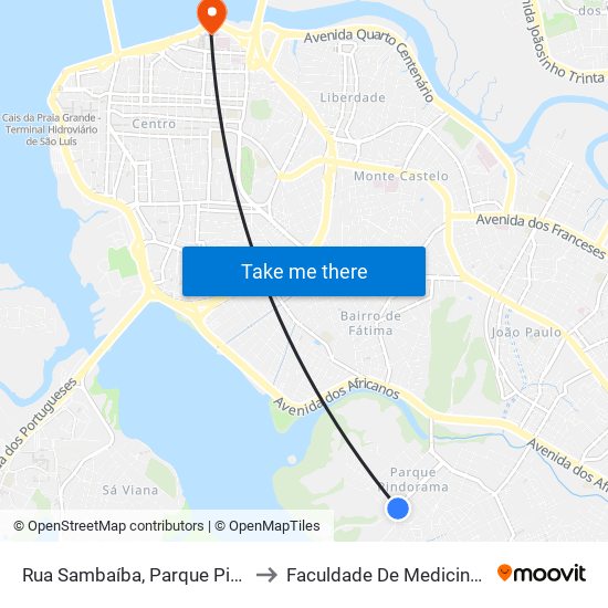 Rua Sambaíba, Parque Pindorama to Faculdade De Medicina - Ufma map