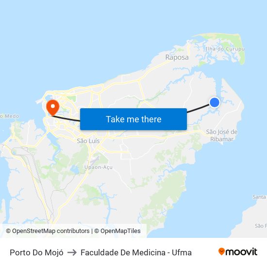 Porto Do Mojó to Faculdade De Medicina - Ufma map