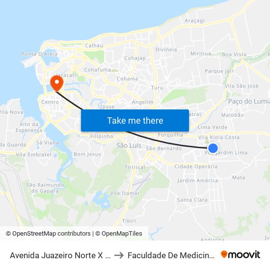 Avenida Juazeiro Norte X Rua Três to Faculdade De Medicina - Ufma map